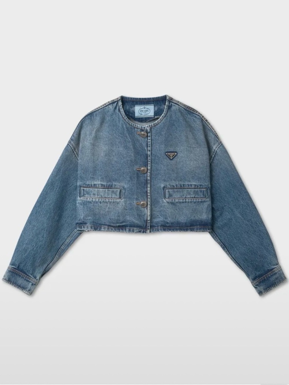 Prada Washed Blue Cropped Denim Jacket